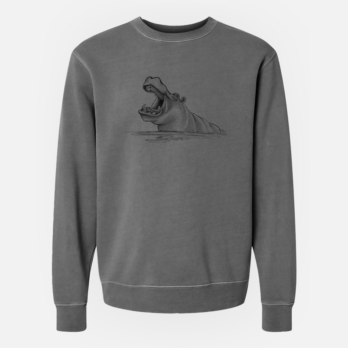 Hippo - Hippopotamus amphibius - Unisex Pigment Dyed Crew Sweatshirt