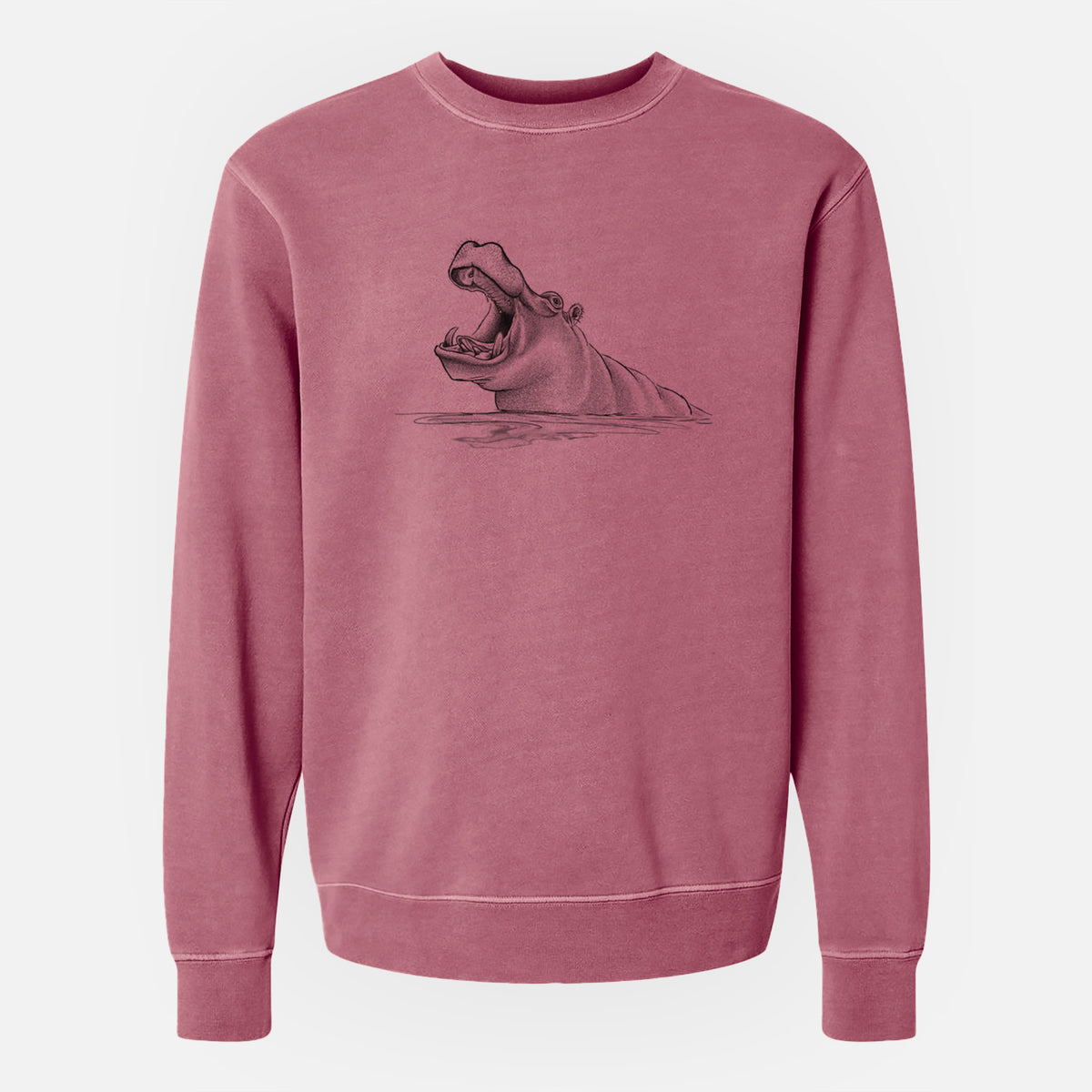 Hippo - Hippopotamus amphibius - Unisex Pigment Dyed Crew Sweatshirt