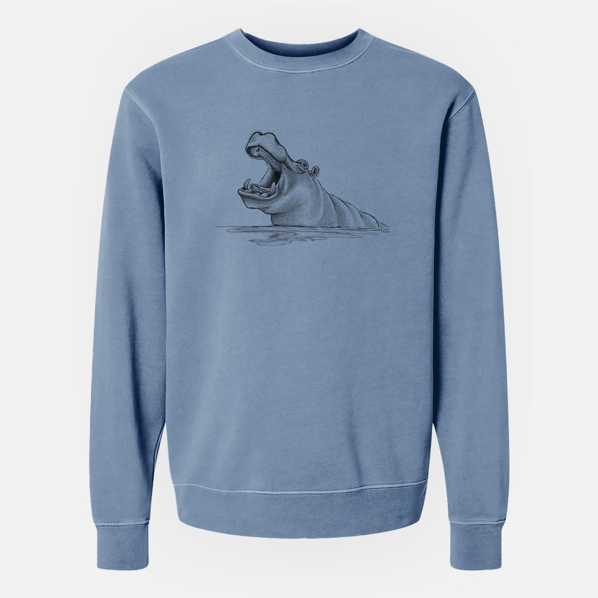 Hippo - Hippopotamus amphibius - Unisex Pigment Dyed Crew Sweatshirt