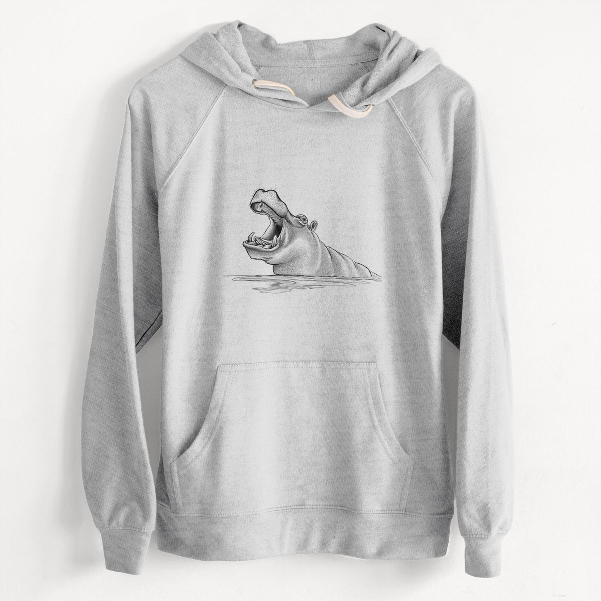 Hippo - Hippopotamus amphibius  - Unisex Slim Fit Loopback Terry Hoodie