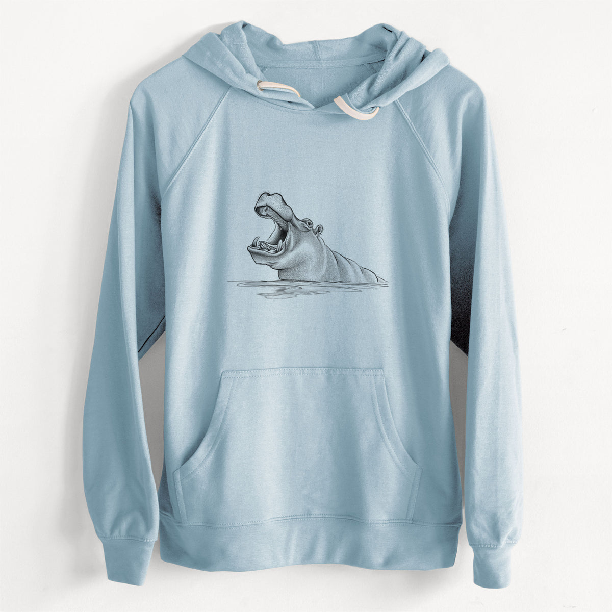 Hippo - Hippopotamus amphibius  - Unisex Slim Fit Loopback Terry Hoodie