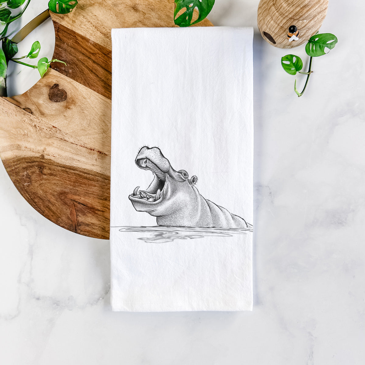 Hippo - Hippopotamus amphibius Tea Towel