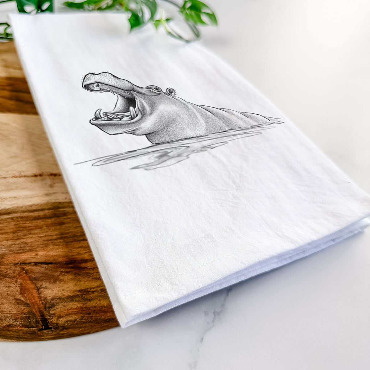 Hippo - Hippopotamus amphibius Tea Towel