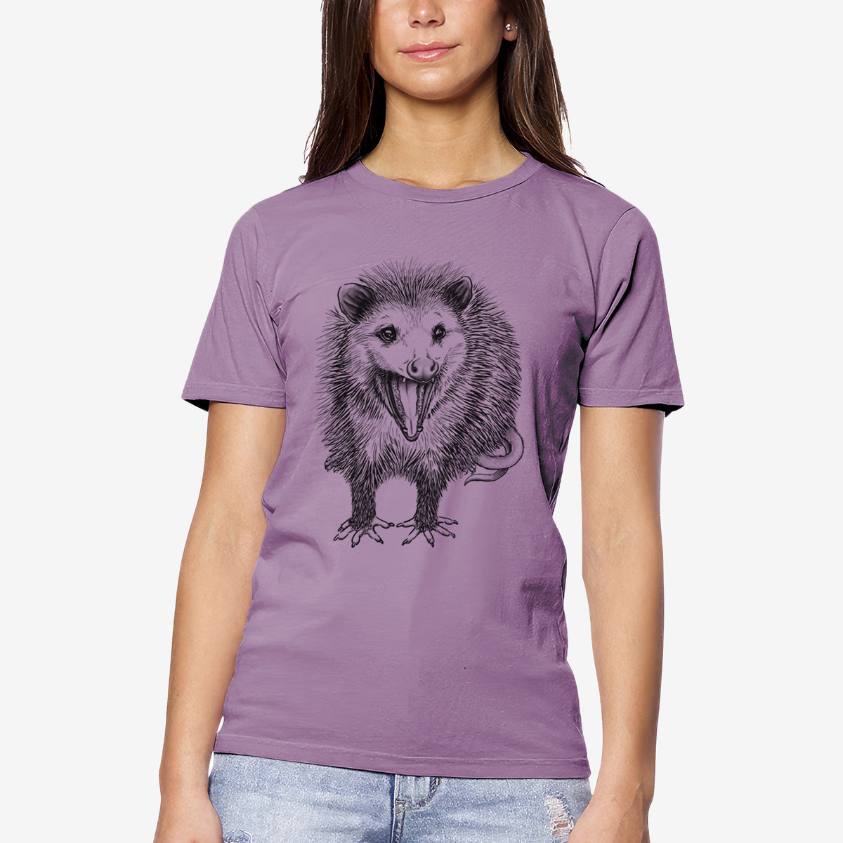 CLOSEOUT - Hissing Opossum - Didelphidae - Unisex Crewneck - Made in USA - 100% Organic Cotton