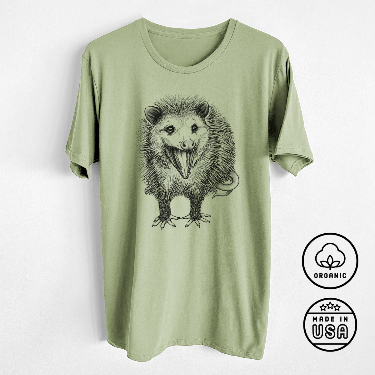 CLOSEOUT - Hissing Opossum - Didelphidae - Unisex Crewneck - Made in USA - 100% Organic Cotton