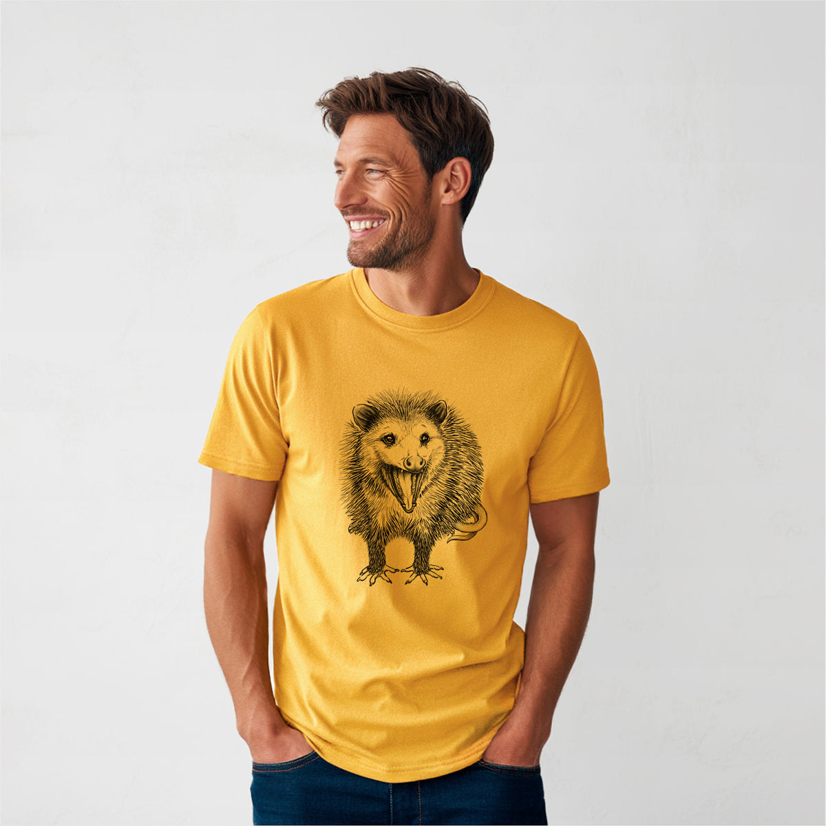 Hissing Opossum - Didelphidae - Heavyweight Men&#39;s 100% Organic Cotton Tee