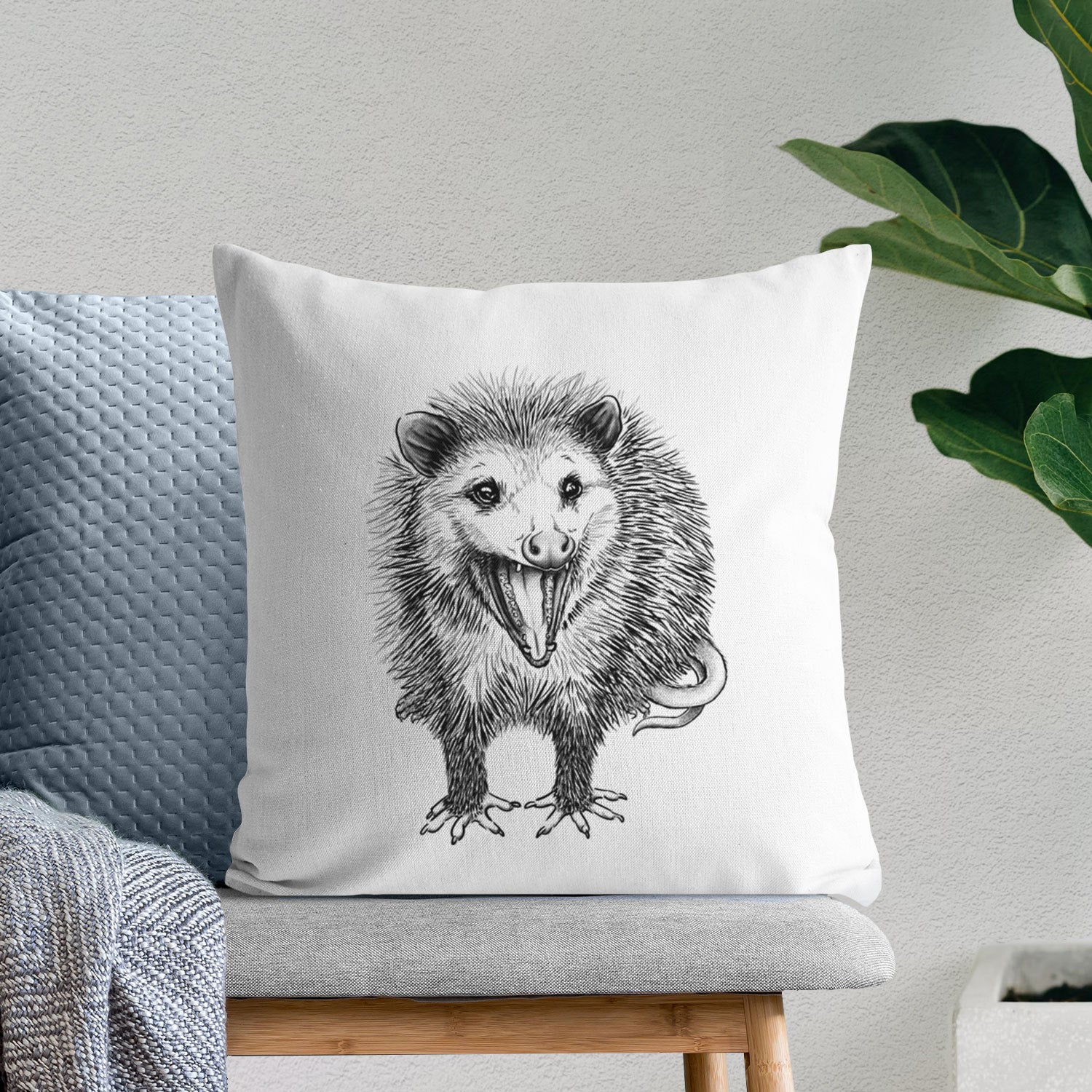 Hissing Opossum - Didelphidae - Throw Pillow Cover
