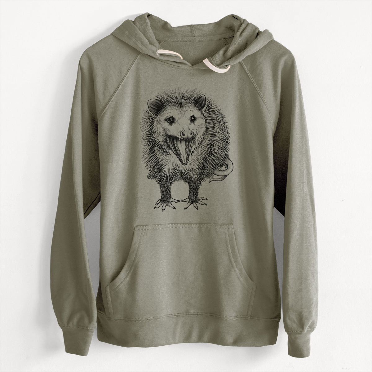 CLEARANCE - Hissing Opossum - Didelphidae  - Unisex Slim Fit Loopback Terry Hoodie