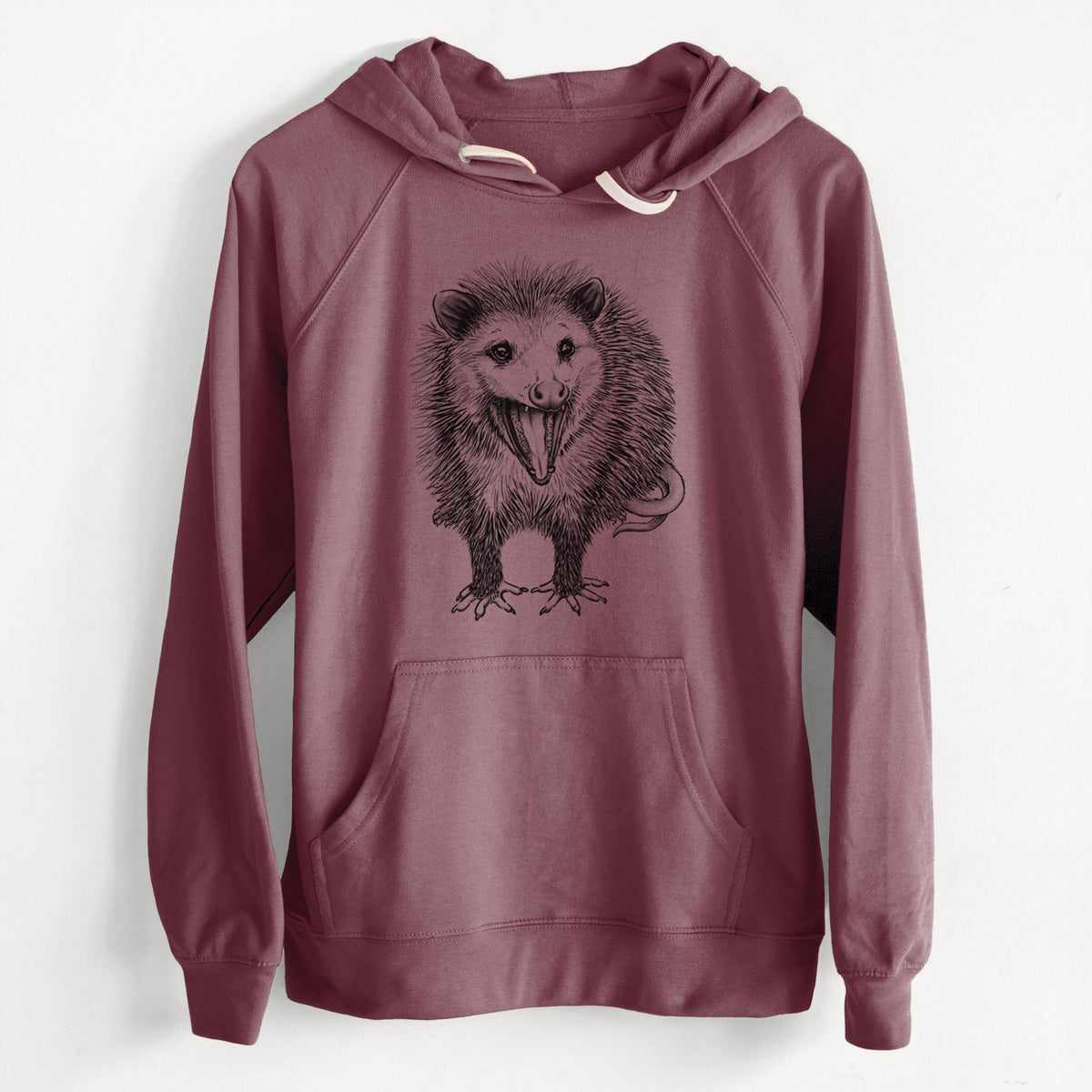 CLEARANCE - Hissing Opossum - Didelphidae  - Unisex Slim Fit Loopback Terry Hoodie