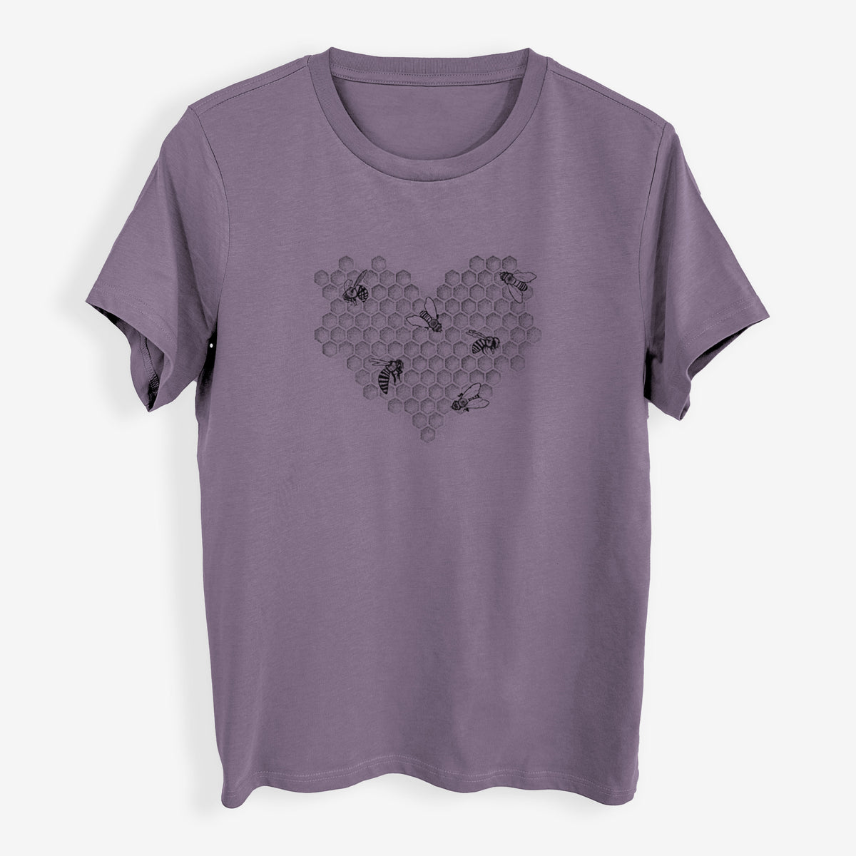 Honeycomb Heart with Bees - Womens Everyday Maple Tee