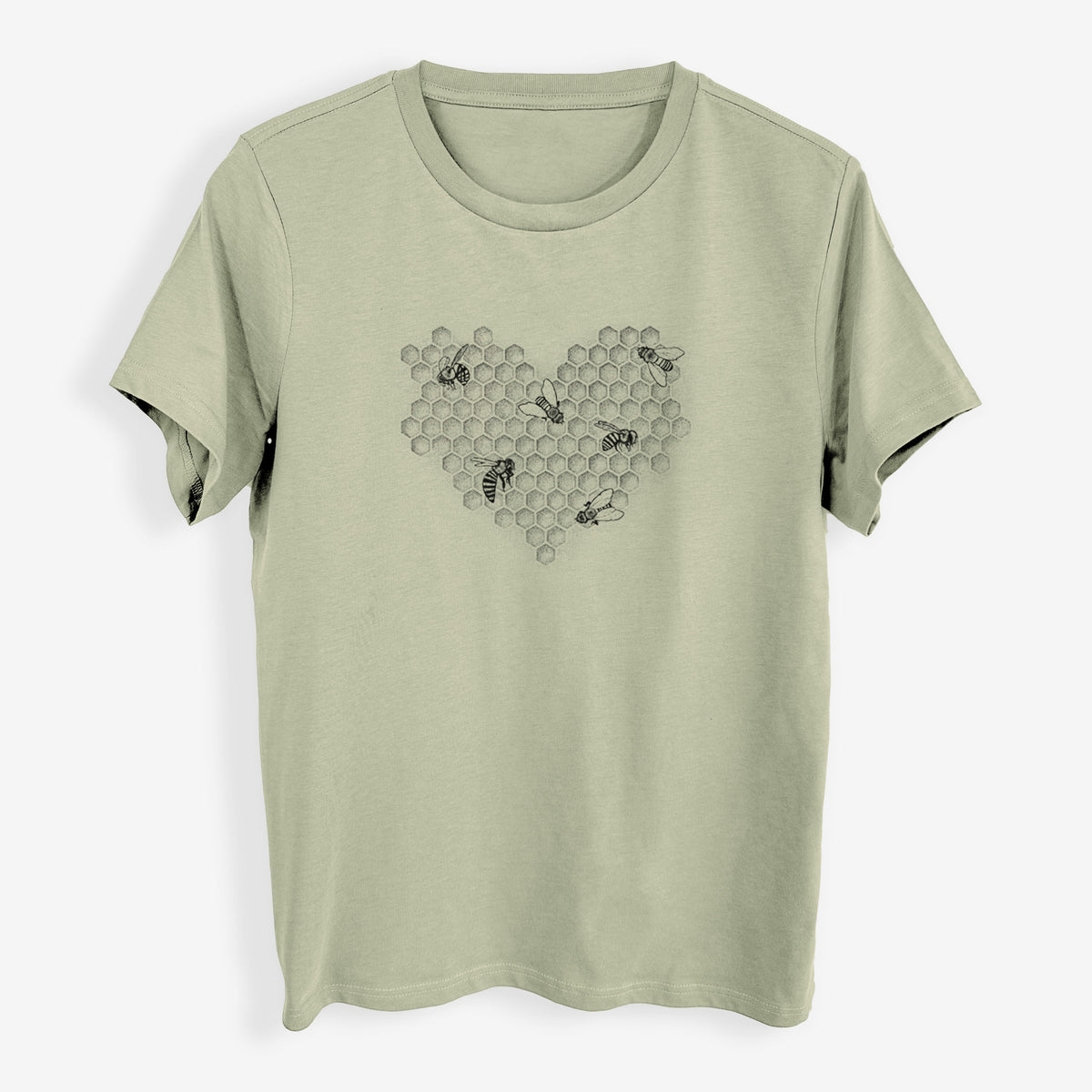 Honeycomb Heart with Bees - Womens Everyday Maple Tee