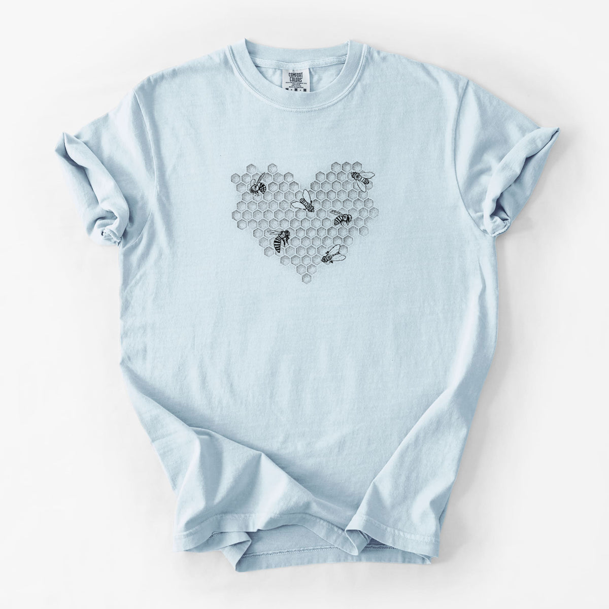 Honeycomb Heart with Bees - Unisex Comfort Colors Garment-Dyed Heavyweight T-shirt