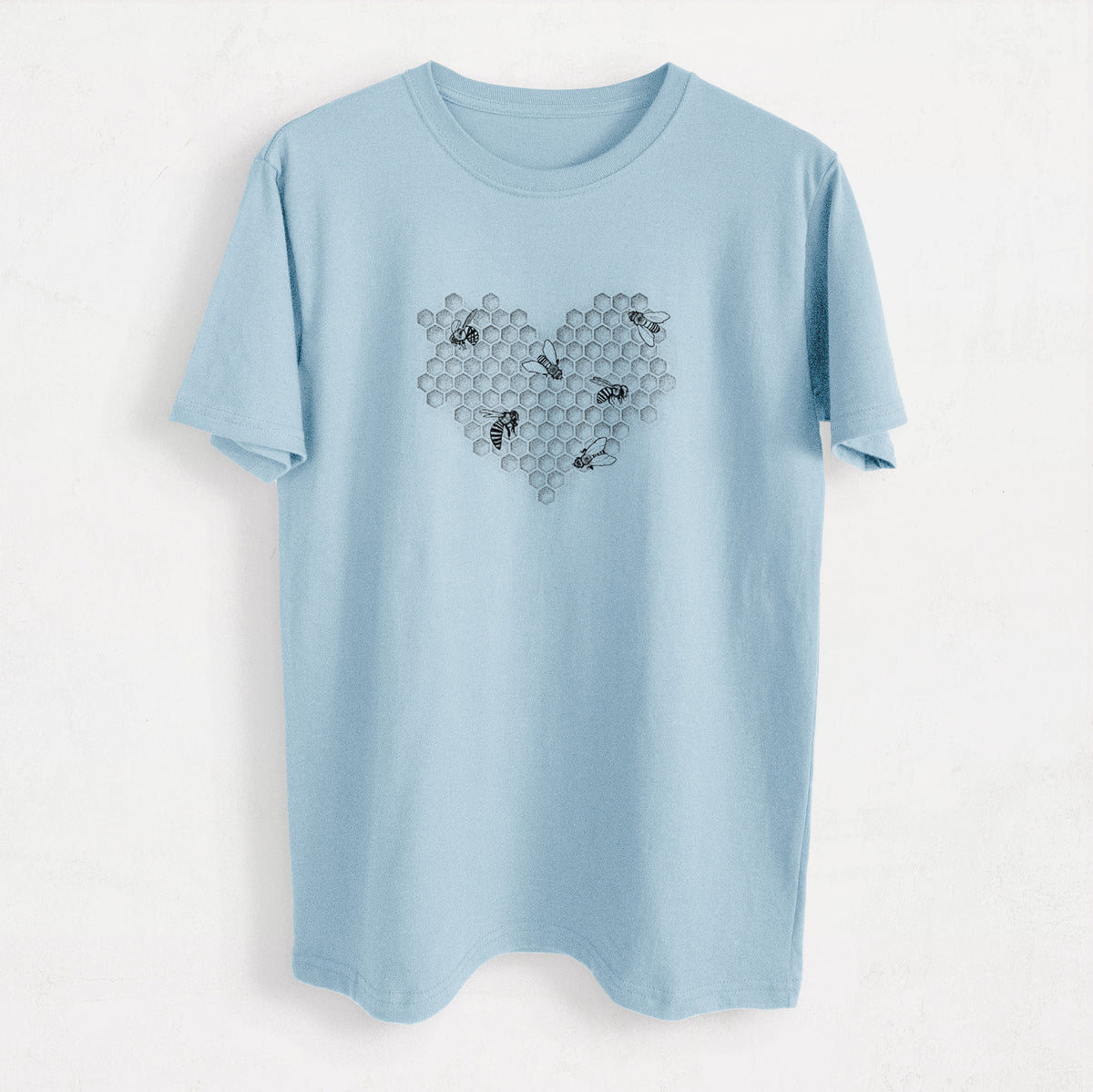 Honeycomb Heart with Bees - Heavyweight Men&#39;s 100% Organic Cotton Tee