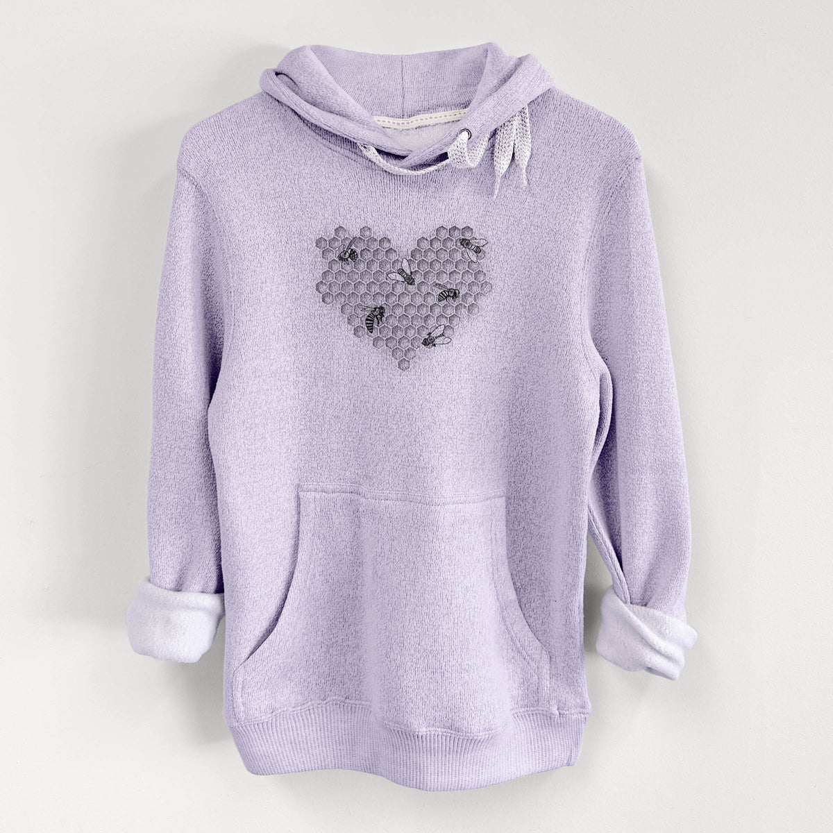 Honeycomb Heart with Bees - Knit Hoodie