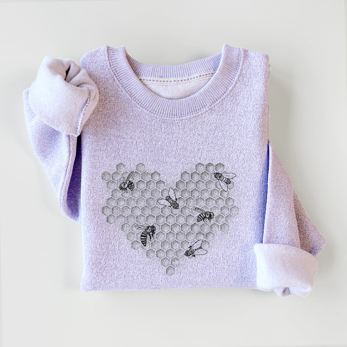 Honeycomb Heart with Bees - Knit Sweatshirt