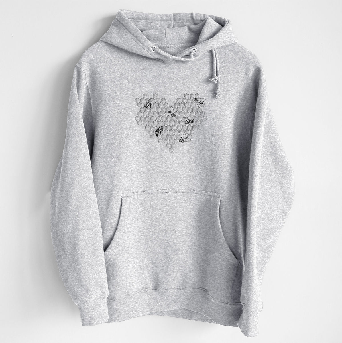 Honeycomb Heart with Bees - Heavyweight Fleece Hoodie