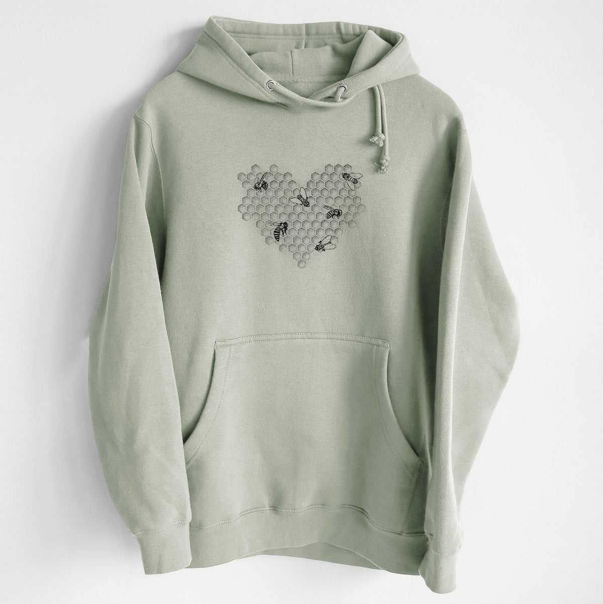 Honeycomb Heart with Bees - Heavyweight Fleece Hoodie