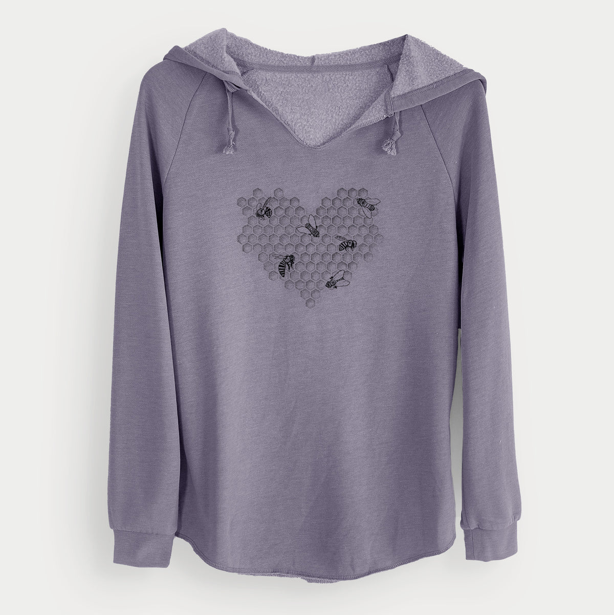 Honeycomb Heart with Bees - Cali Wave Hooded Sweatshirt