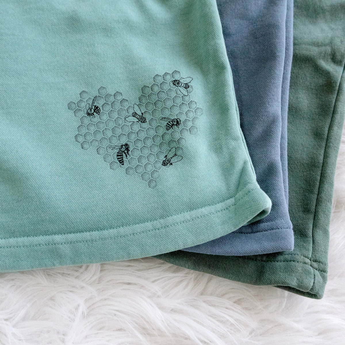 Honeycomb Heart with Bees - Unisex Pigment Dyed Shorts