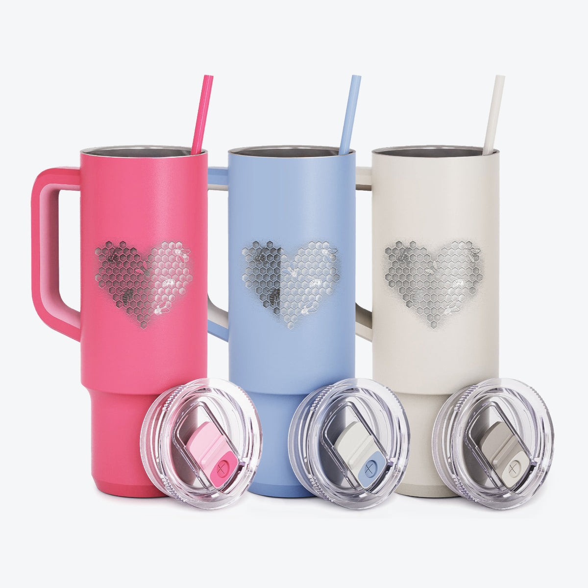 Honeycomb Heart with Bees - 40oz Skinny Recharge Tumbler