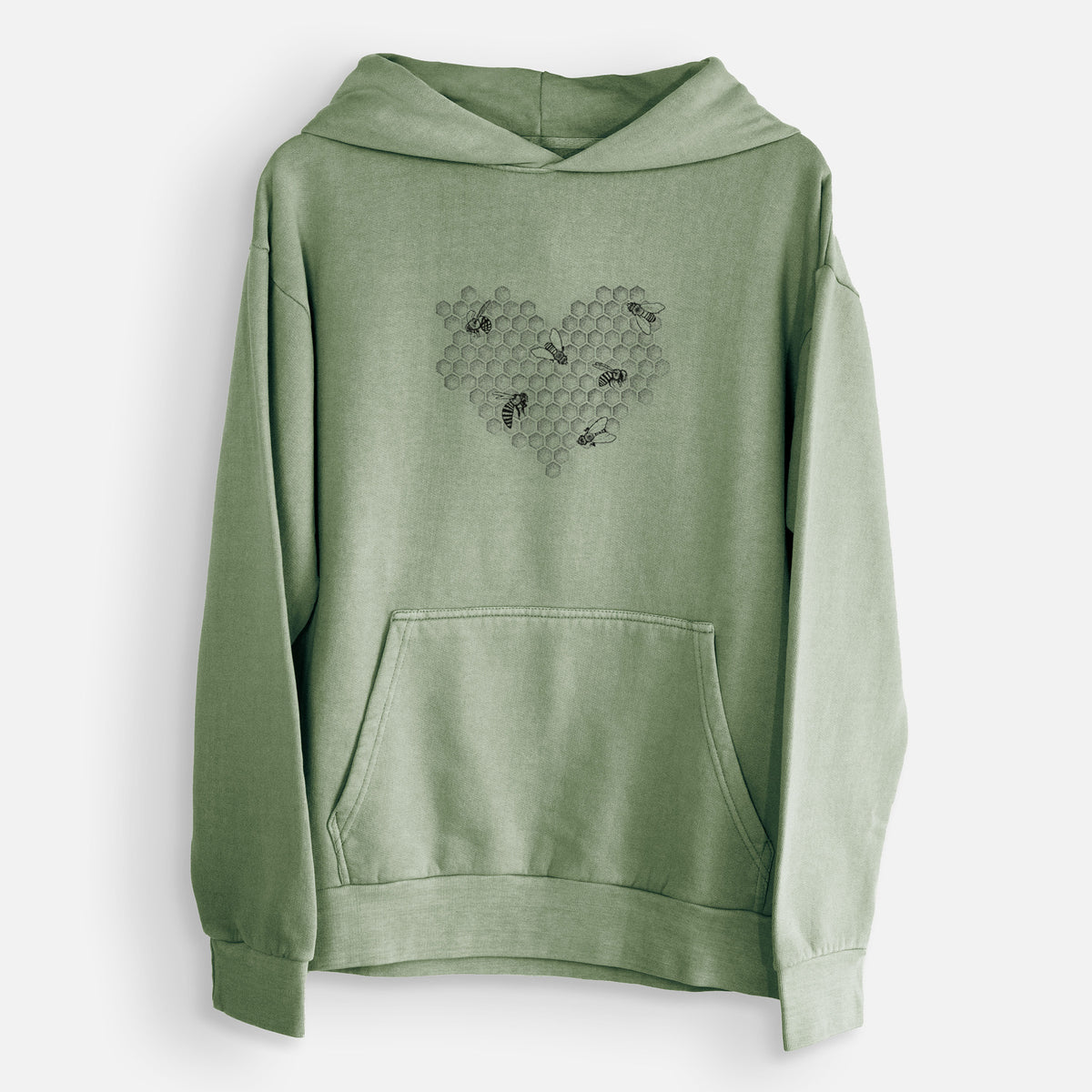 Honeycomb Heart with Bees  - Urban Heavyweight Hoodie