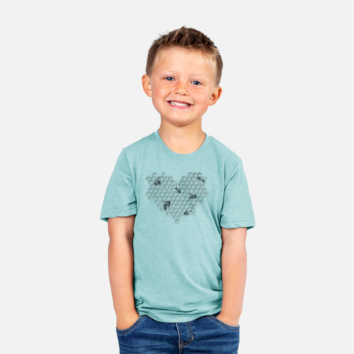 Honeycomb Heart with Bees - Toddler/Youth Shirt