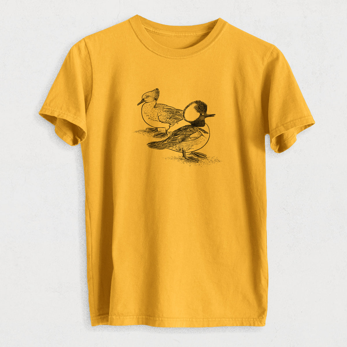 Hooded Mergansers - Lophodytes cucullatus - Heavyweight Men&#39;s 100% Organic Cotton Tee