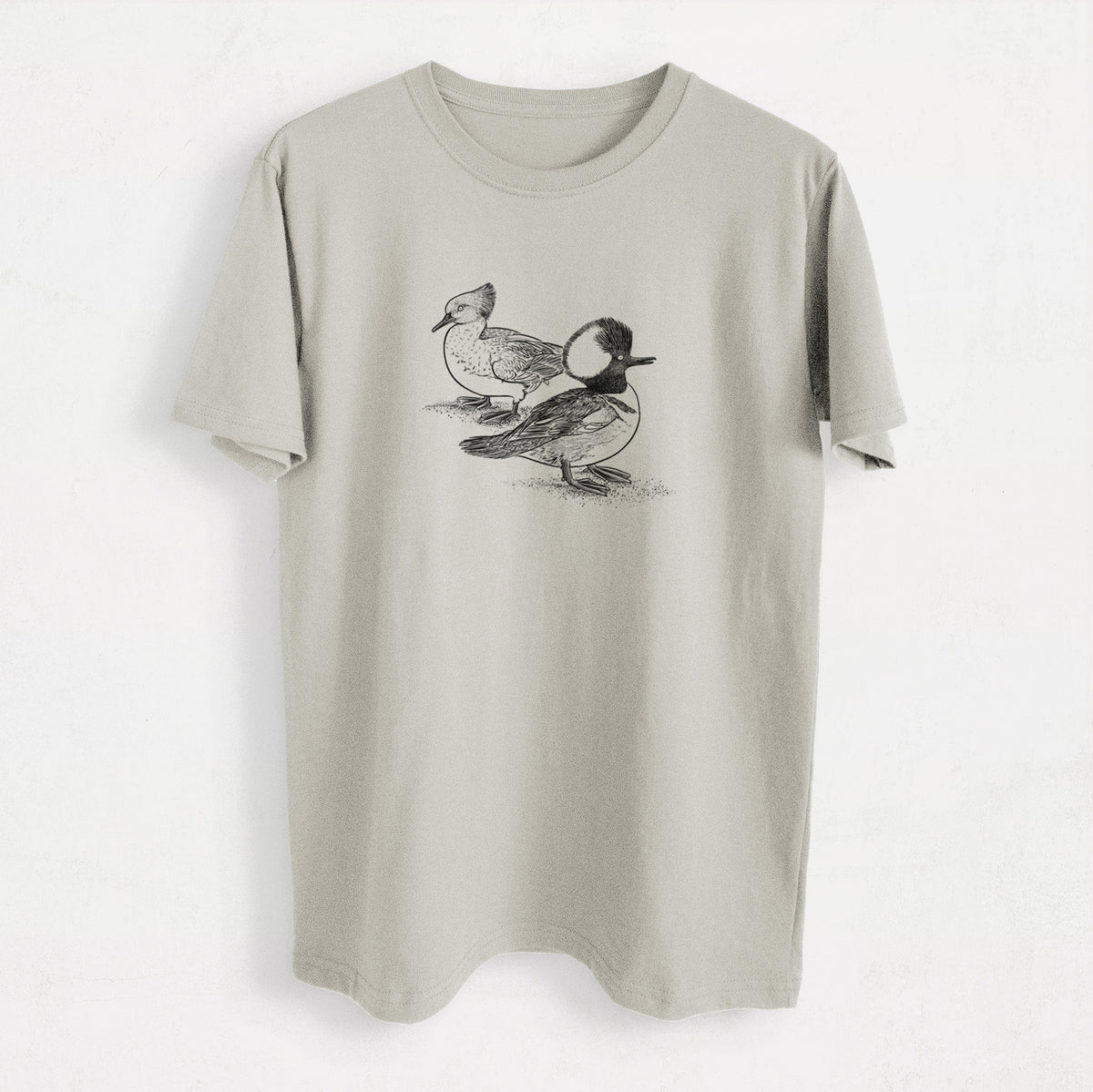Hooded Mergansers - Lophodytes cucullatus - Heavyweight Men&#39;s 100% Organic Cotton Tee