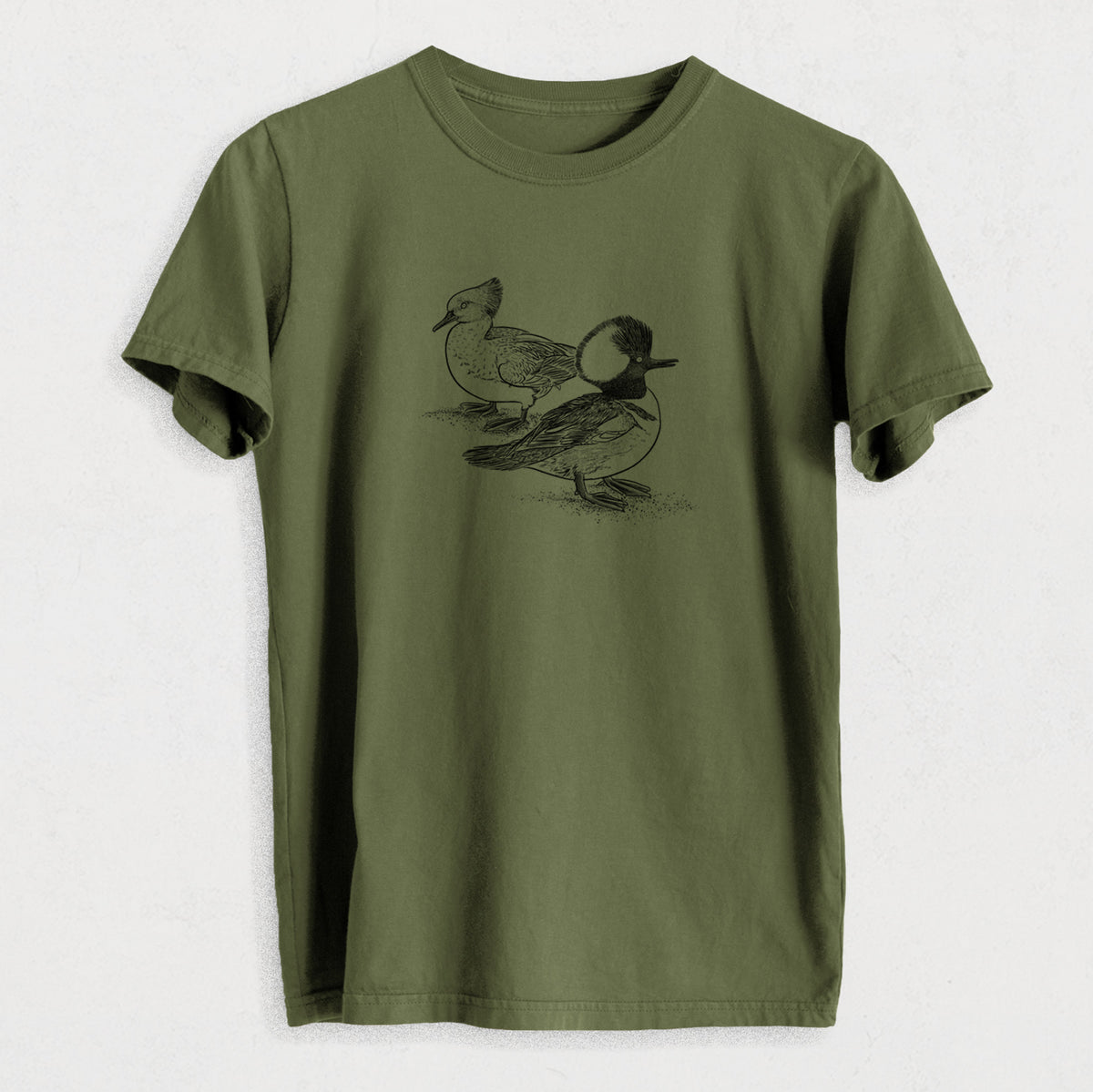 Hooded Mergansers - Lophodytes cucullatus - Heavyweight Men&#39;s 100% Organic Cotton Tee