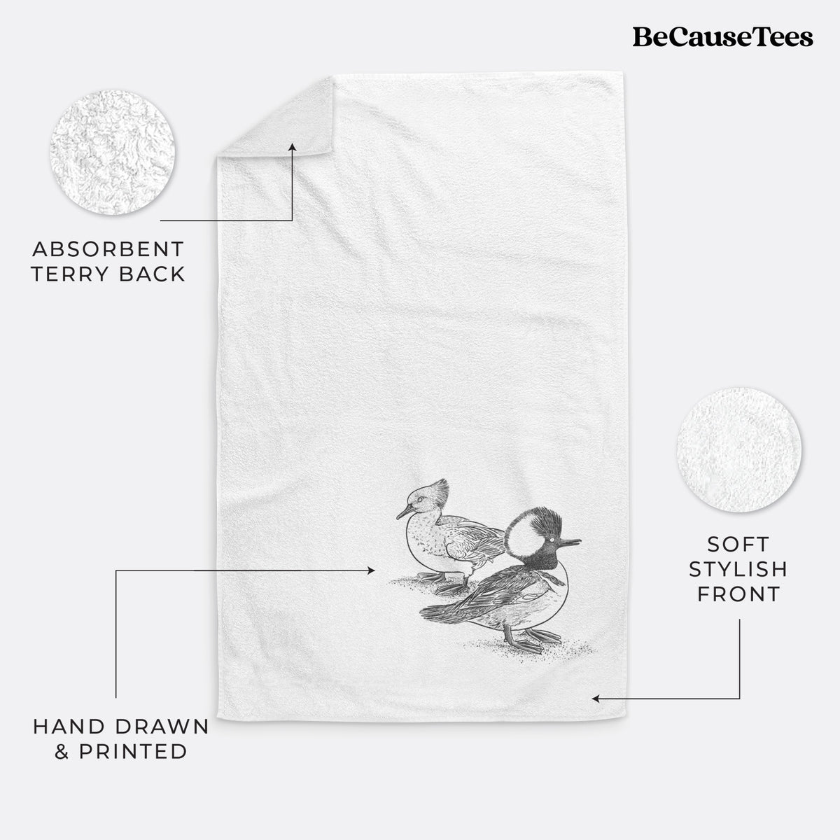 Hooded Mergansers - Lophodytes cucullatus Premium Decorative Hand Towel