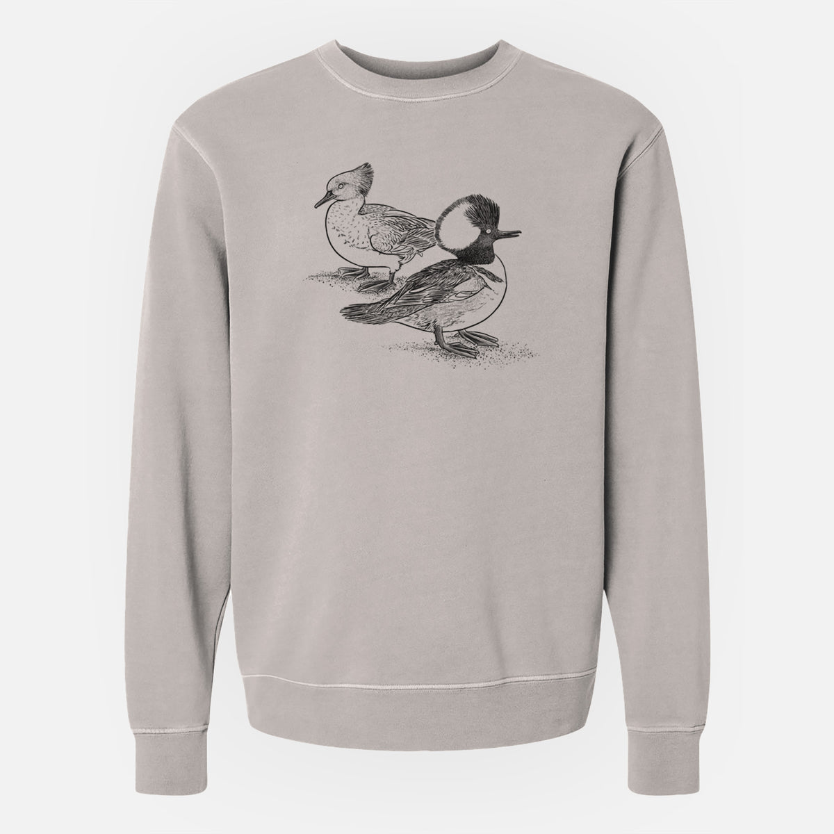 Hooded Mergansers - Lophodytes cucullatus - Unisex Pigment Dyed Crew Sweatshirt