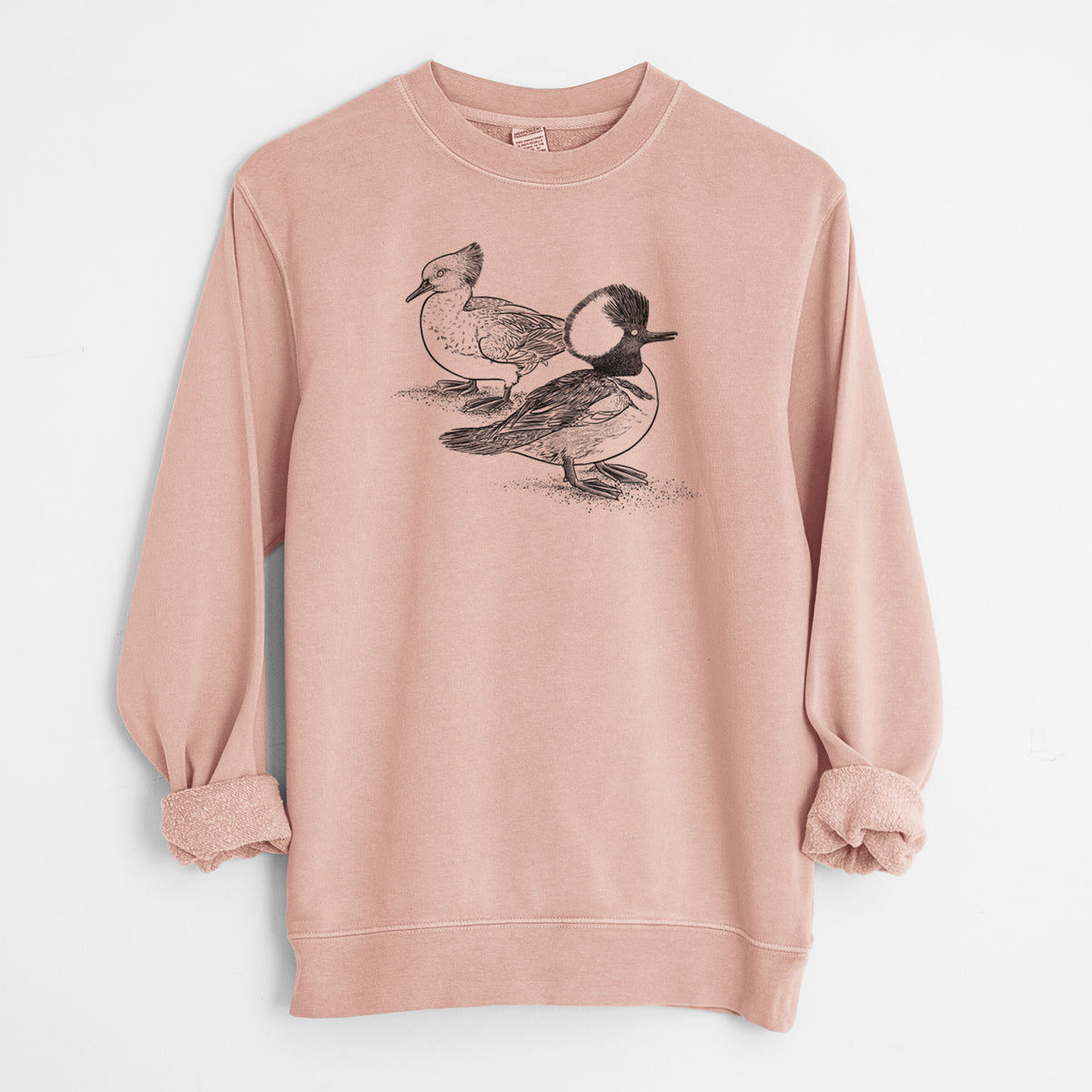 Hooded Mergansers - Lophodytes cucullatus - Unisex Pigment Dyed Crew Sweatshirt