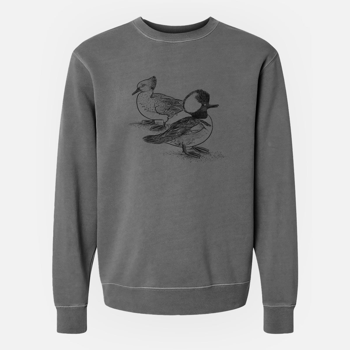 Hooded Mergansers - Lophodytes cucullatus - Unisex Pigment Dyed Crew Sweatshirt
