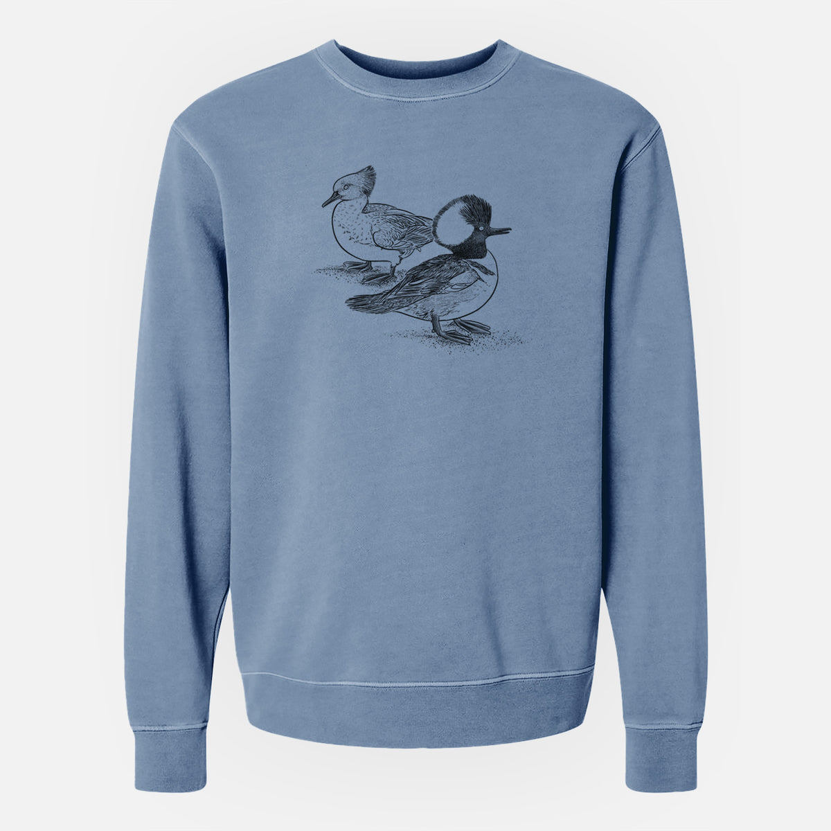 Hooded Mergansers - Lophodytes cucullatus - Unisex Pigment Dyed Crew Sweatshirt