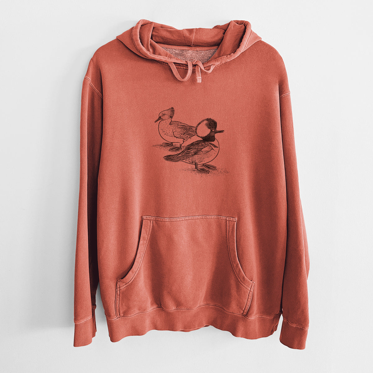 Hooded Mergansers - Lophodytes cucullatus - Unisex Pigment Dyed Hoodie