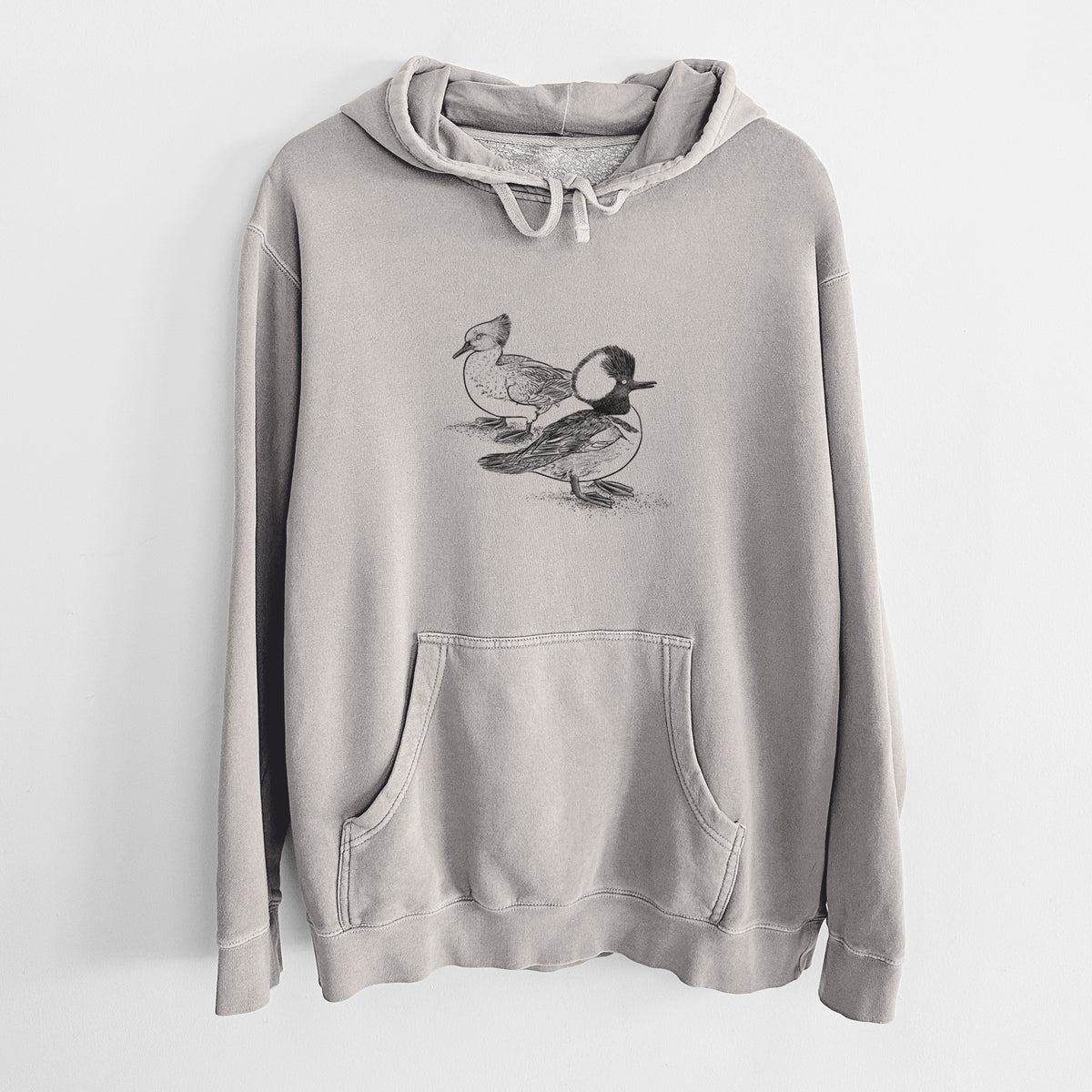 Hooded Mergansers - Lophodytes cucullatus - Unisex Pigment Dyed Hoodie