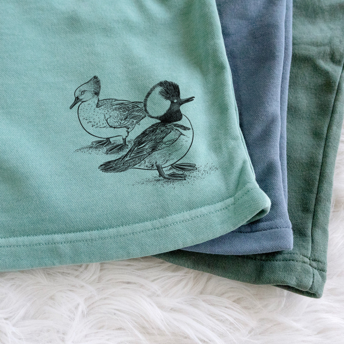 Hooded Mergansers - Lophodytes cucullatus - Unisex Pigment Dyed Shorts