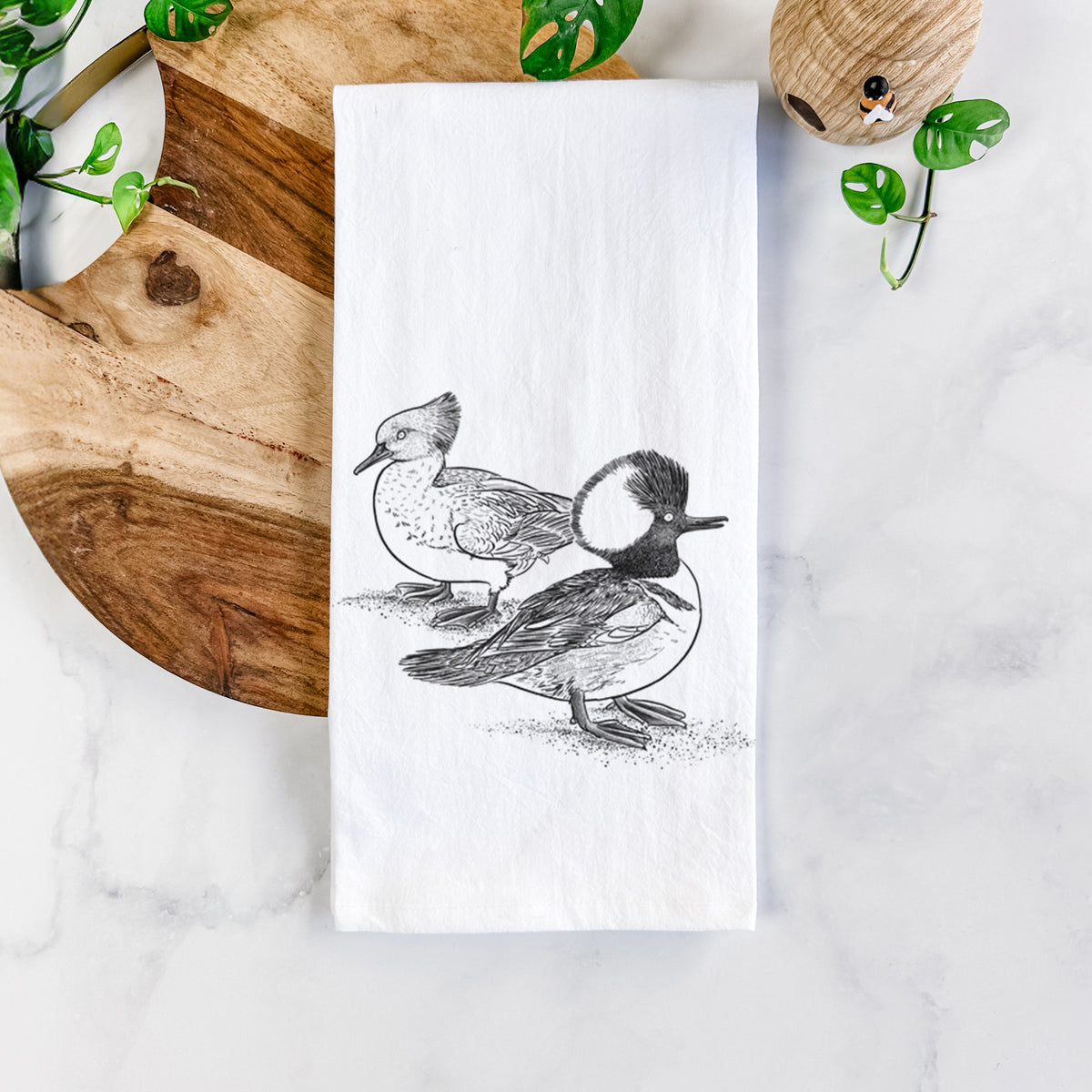 Hooded Mergansers - Lophodytes cucullatus Tea Towel