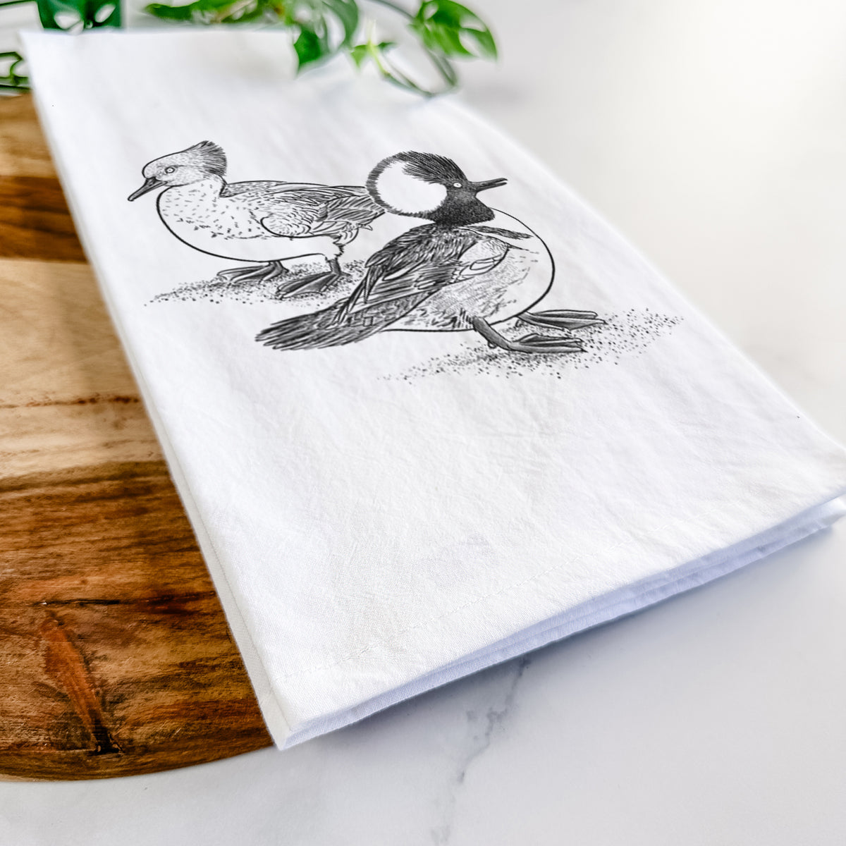 Hooded Mergansers - Lophodytes cucullatus Tea Towel