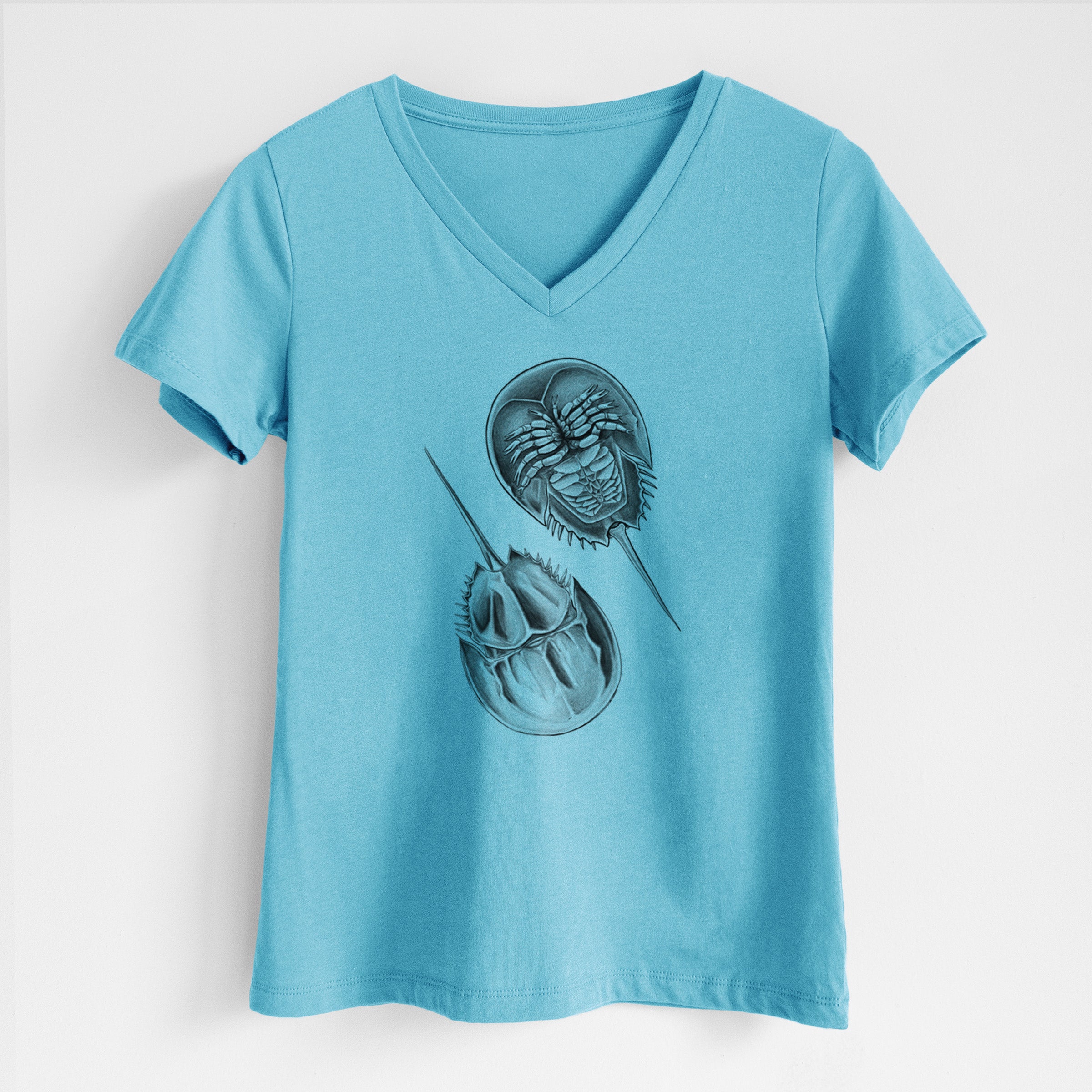 Atlantic Horseshoe Crab - Limulidae polyphemus - Women's Lightweight Relaxed Fit 100% Cotton V-neck