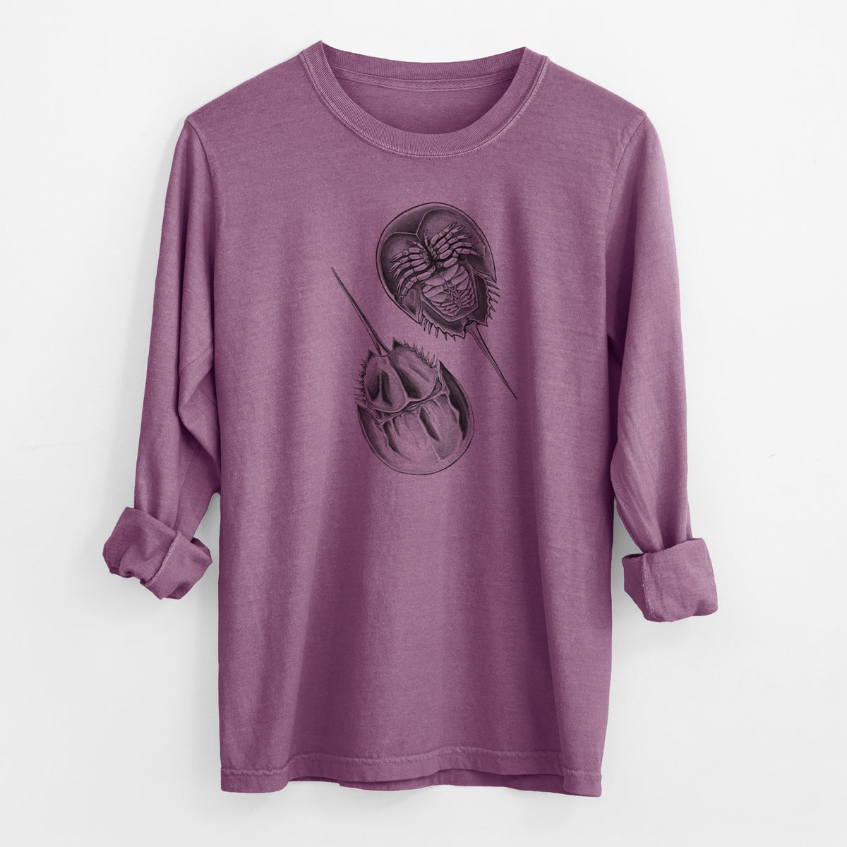 Atlantic Horseshoe Crab - Limulidae polyphemus - Men&#39;s Heavyweight 100% Cotton Long Sleeve