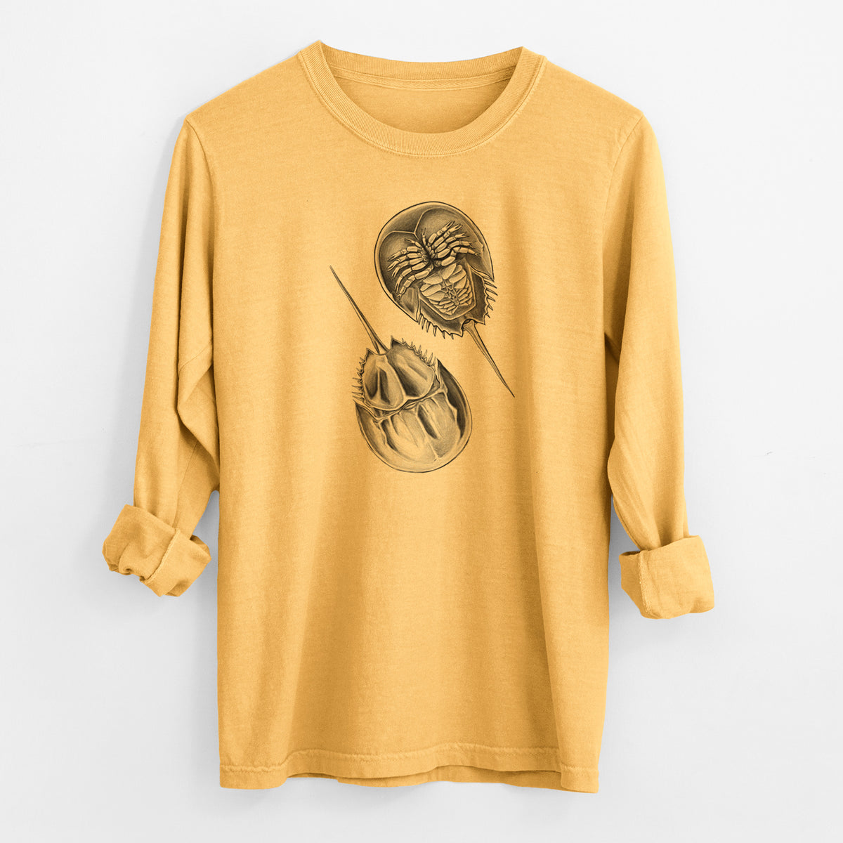 Atlantic Horseshoe Crab - Limulidae polyphemus - Men&#39;s Heavyweight 100% Cotton Long Sleeve