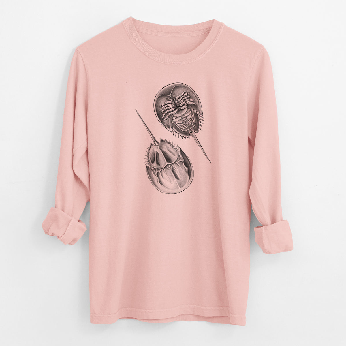 Atlantic Horseshoe Crab - Limulidae polyphemus - Men&#39;s Heavyweight 100% Cotton Long Sleeve