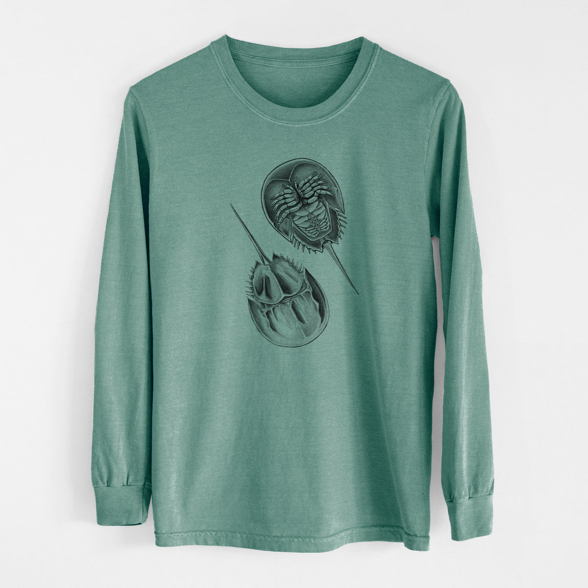 Atlantic Horseshoe Crab - Limulidae polyphemus - Men&#39;s Heavyweight 100% Cotton Long Sleeve