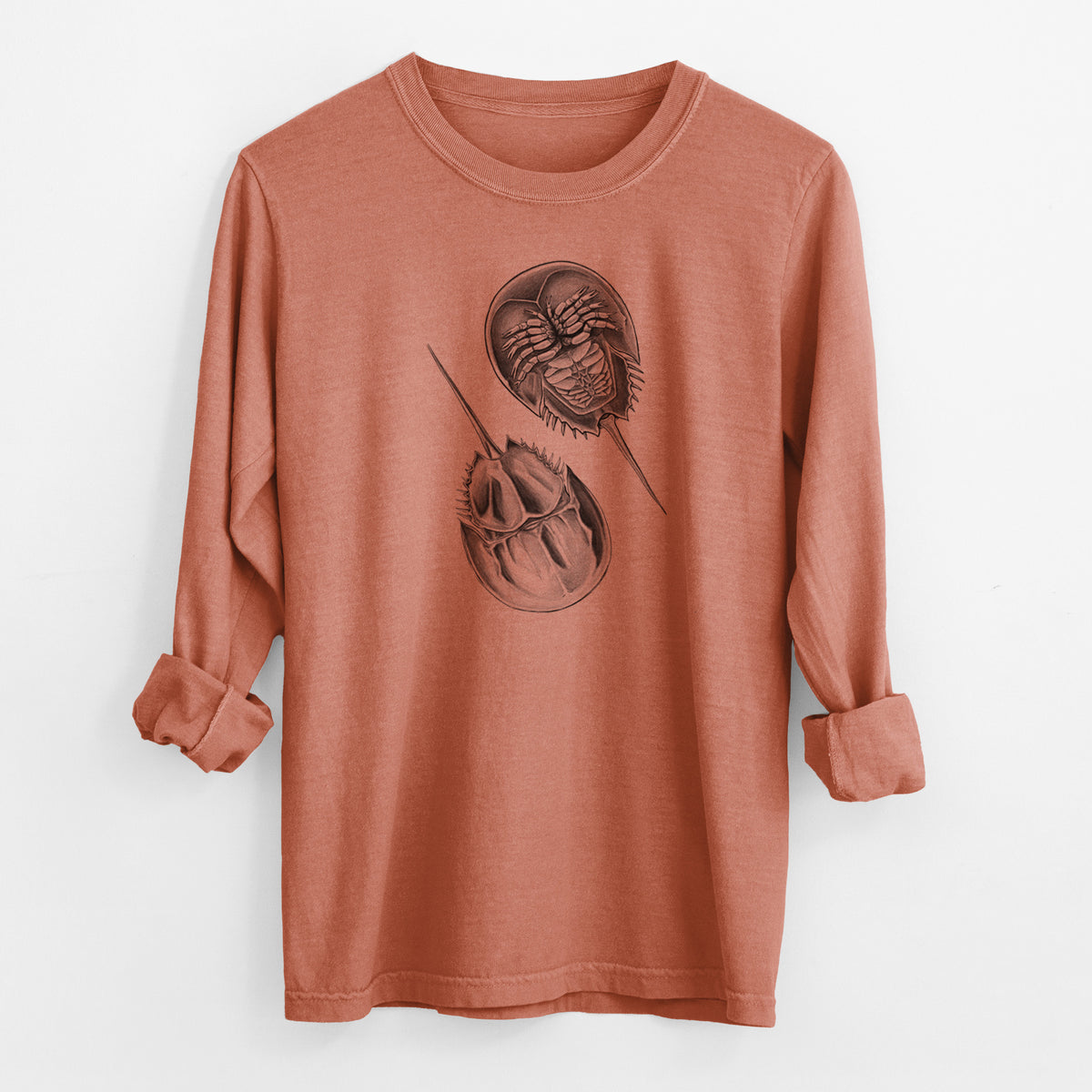 Atlantic Horseshoe Crab - Limulidae polyphemus - Men&#39;s Heavyweight 100% Cotton Long Sleeve