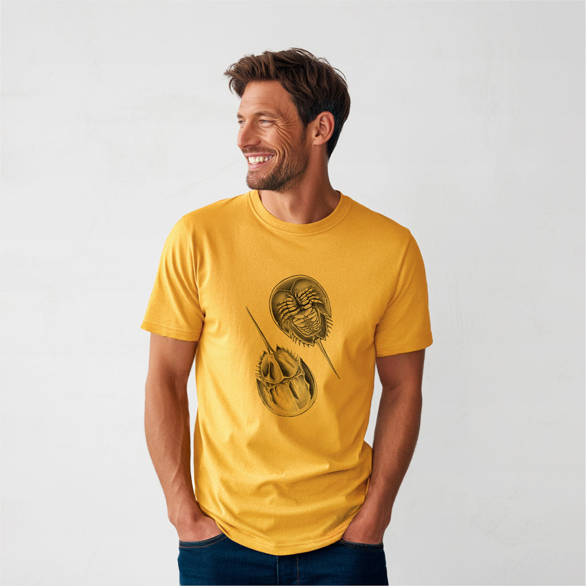Atlantic Horseshoe Crab - Limulidae polyphemus - Heavyweight Men&#39;s 100% Organic Cotton Tee