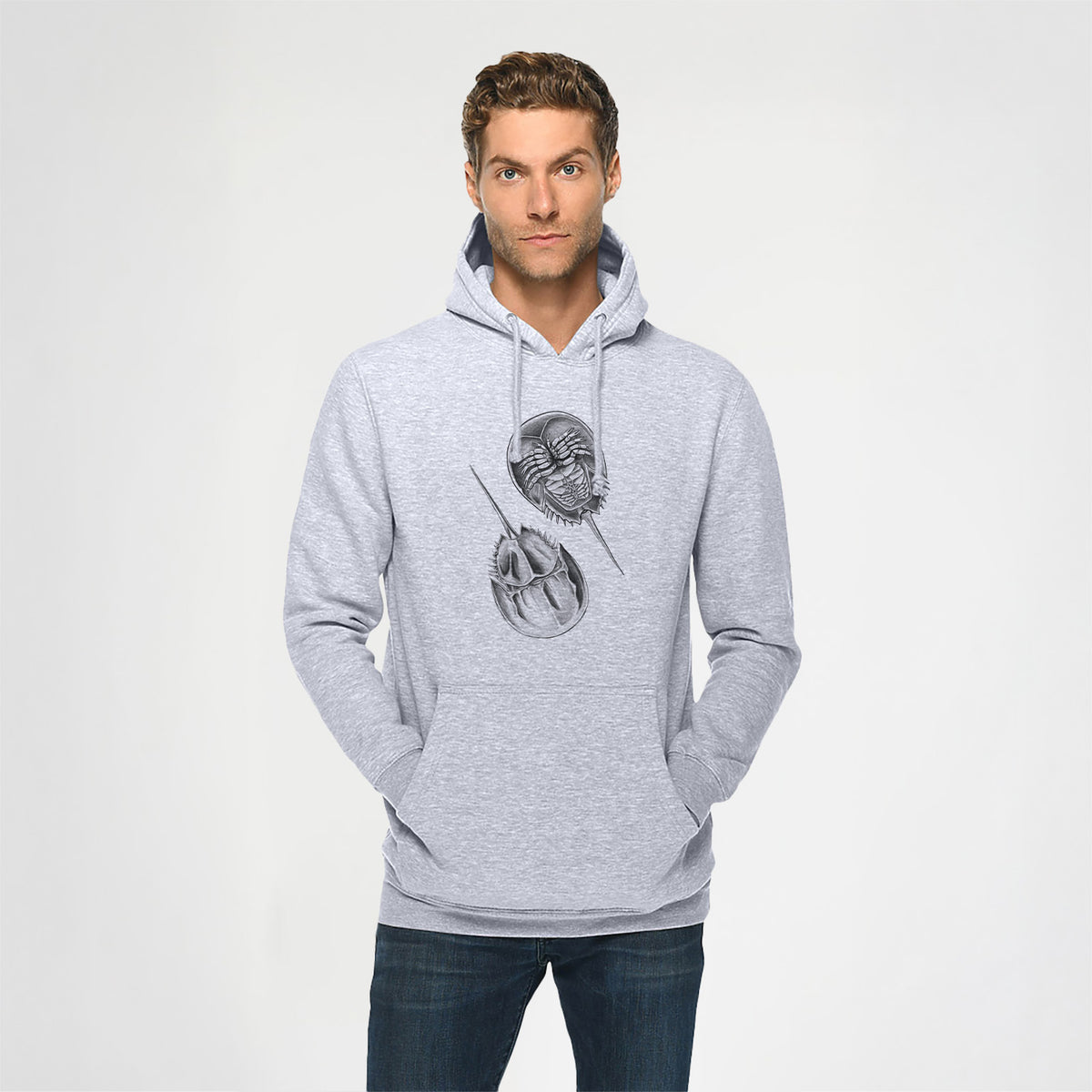 Atlantic Horseshoe Crab - Limulidae polyphemus - Heavyweight Fleece Hoodie