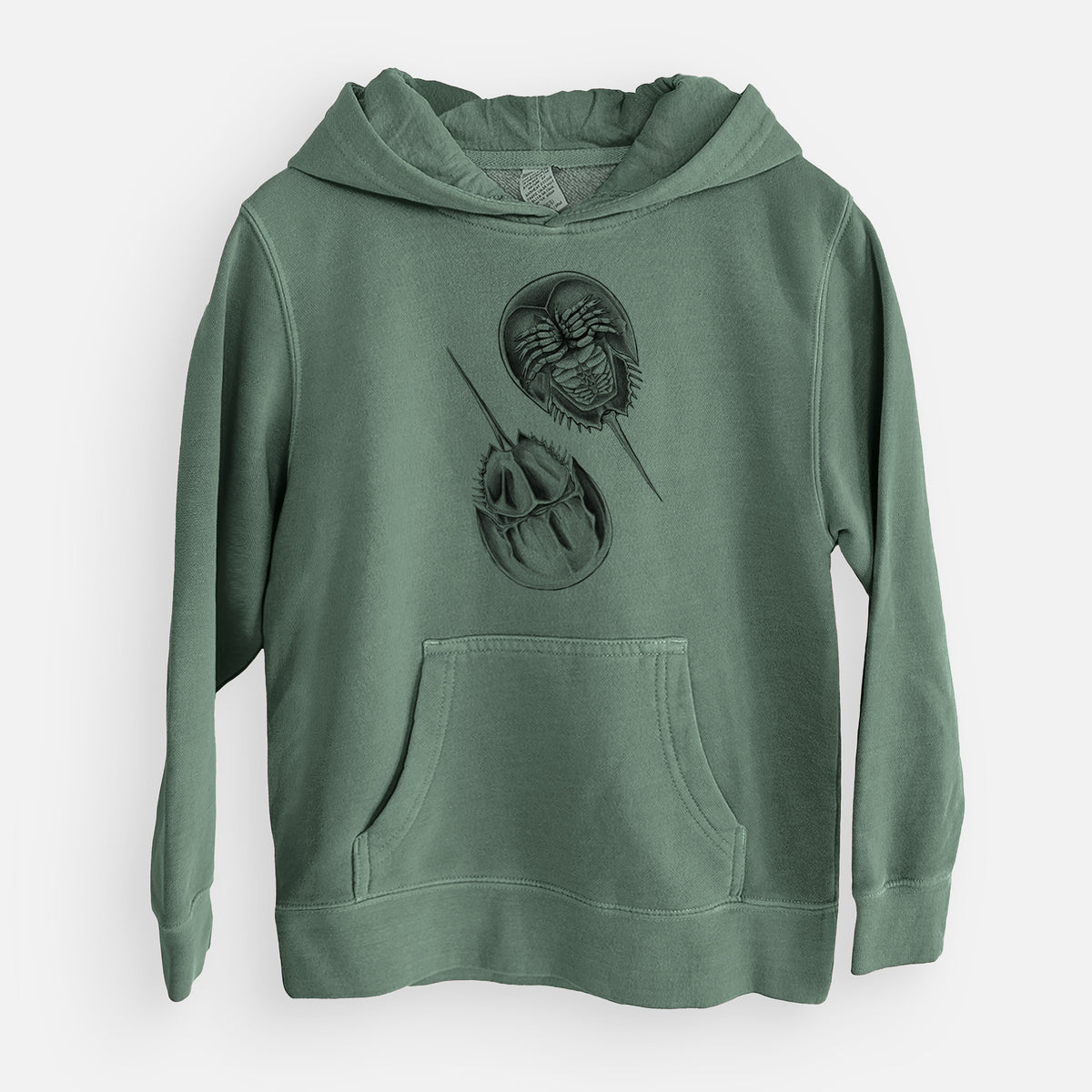 Atlantic Horseshoe Crab - Limulidae polyphemus - Youth Pigment Dyed Hoodie