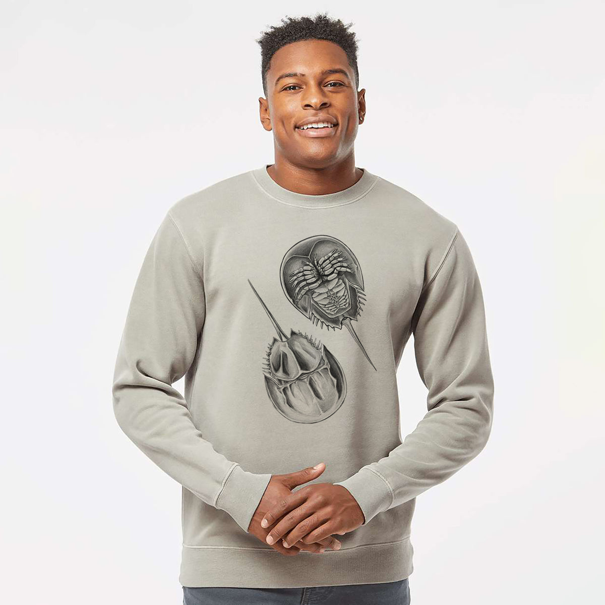 Atlantic Horseshoe Crab - Limulidae polyphemus - Unisex Pigment Dyed Crew Sweatshirt