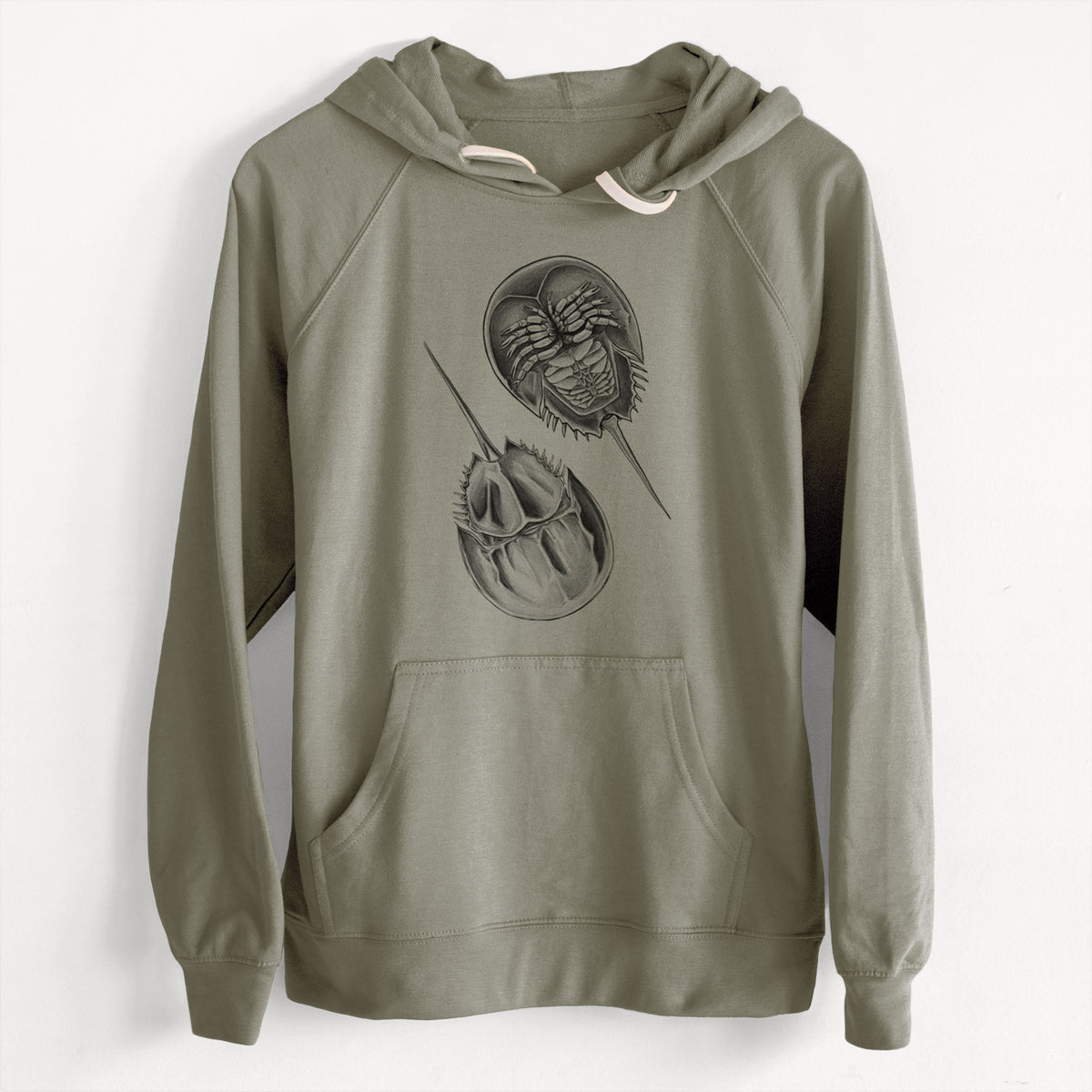 CLEARANCE - Atlantic Horseshoe Crab - Limulidae polyphemus  - Unisex Slim Fit Loopback Terry Hoodie